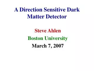 A Direction Sensitive Dark Matter Detector
