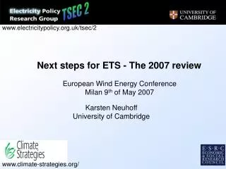 Next steps for ETS - The 2007 review