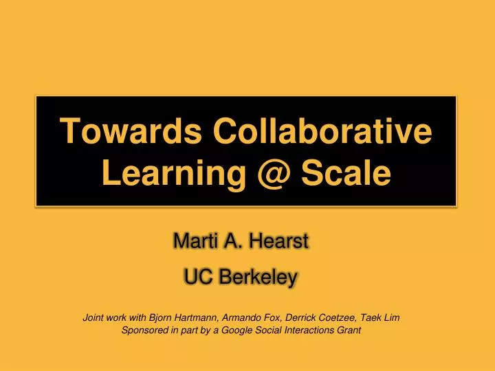towards collaborative learning @ scale