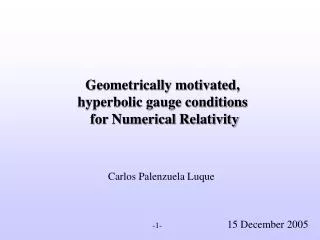 Geometrically motivated, hyperbolic gauge conditions for Numerical Relativity