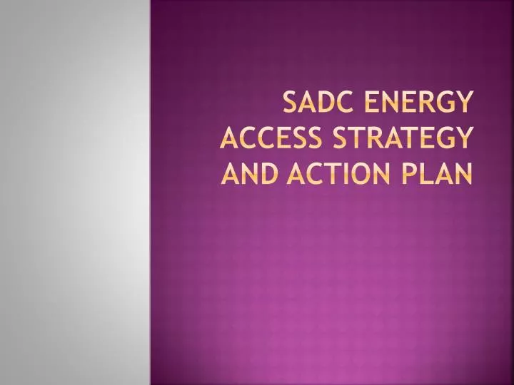 sadc energy access strategy and action plan