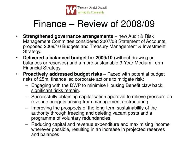 finance review of 2008 09