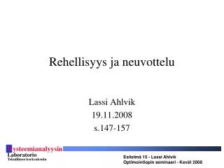 rehellisyys ja neuvottelu