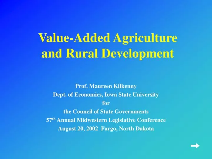 value added agriculture and rural development