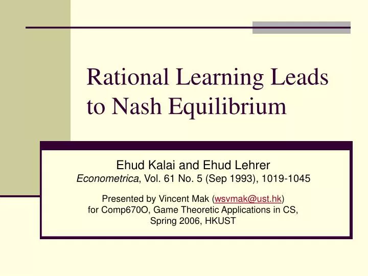 rational learning leads to nash equilibrium