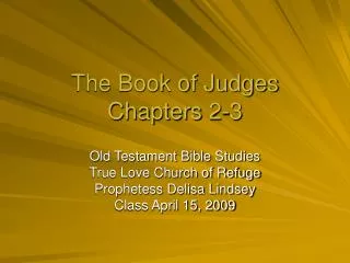 The Book of Judges Chapters 2-3