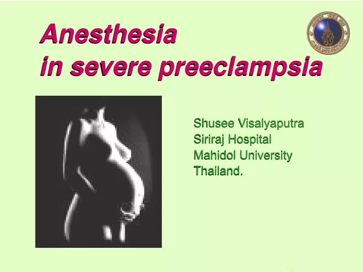 anesthesia in severe preeclampsia