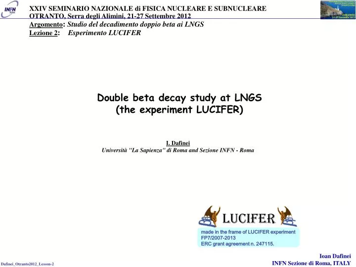 double beta decay study at lngs the experiment lucifer