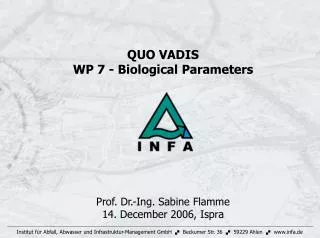 QUO VADIS WP 7 - Biological Parameters Prof. Dr.-Ing. Sabine Flamme 14. December 2006, Ispra
