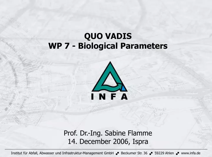 quo vadis wp 7 biological parameters prof dr ing sabine flamme 14 december 2006 ispra