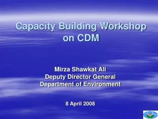 Capacity Building Workshop on CDM