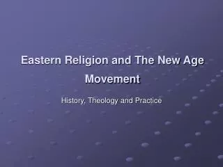 eastern religion and the new age movement