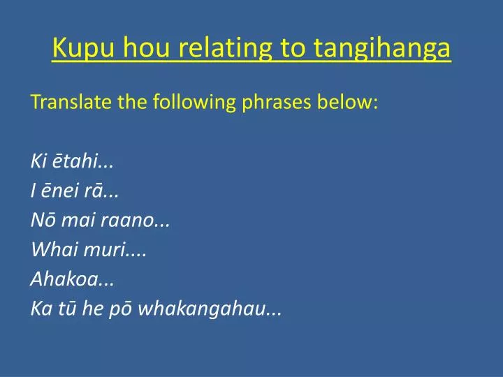 kupu hou relating to tangihanga