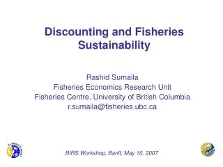 Discounting and Fisheries Sustainability