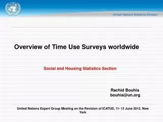 Overview of Time Use Surveys worldwide