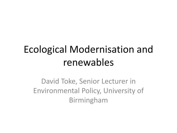 ecological modernisation and renewables