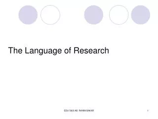 The Language of Research