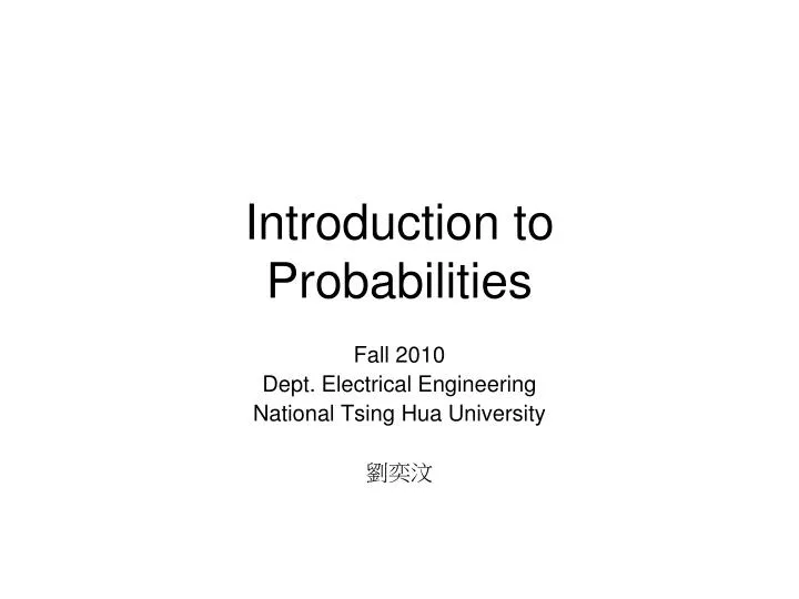 introduction to probabilities