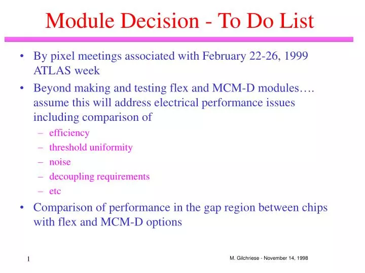module decision to do list