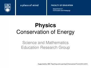 Physics Conservation of Energy