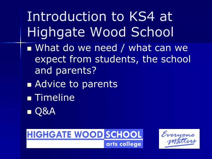 introduction to ks4 at highgate wood school
