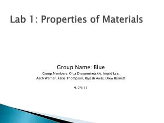 Lab 1: Properties of Materials