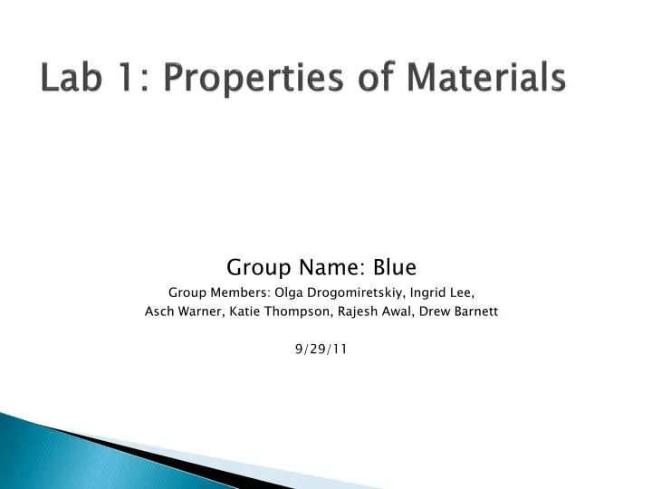 lab 1 properties of materials