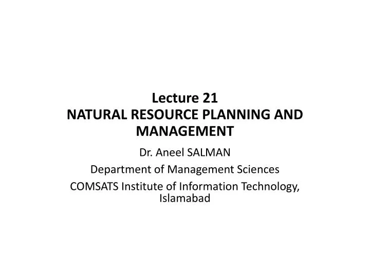 lecture 21 natural resource planning and management