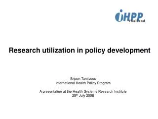 Research utilization in policy development