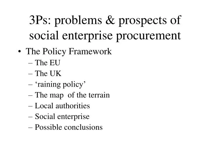 3ps problems prospects of social enterprise procurement