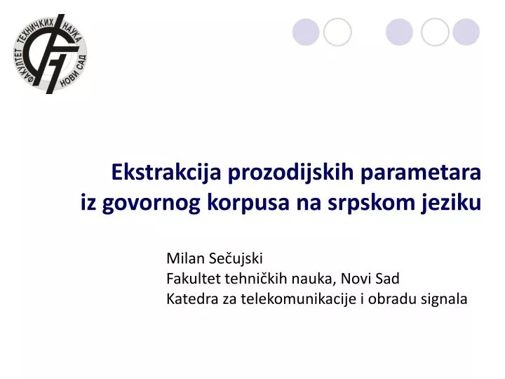 ekstrakcija prozodijskih parametara iz govornog korpusa na srpskom jeziku