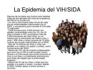 la epidemia del vih sida