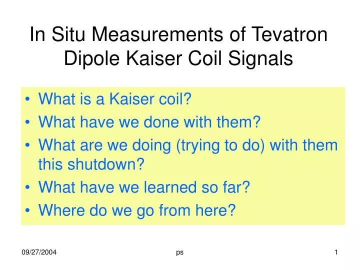 in situ measurements of tevatron dipole kaiser coil signals