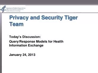 Privacy and Security Tiger Team