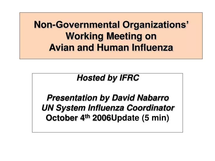 non governmental organizations working meeting on avian and human influenza