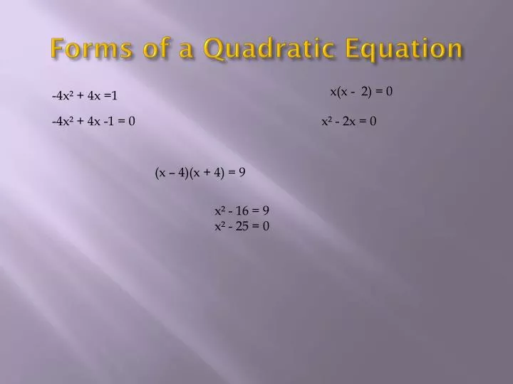 forms of a quadratic equation