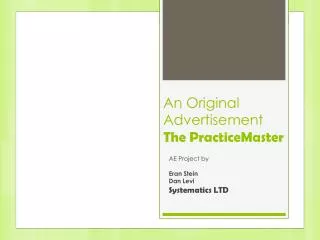 An Original Advertisement The PracticeMaster