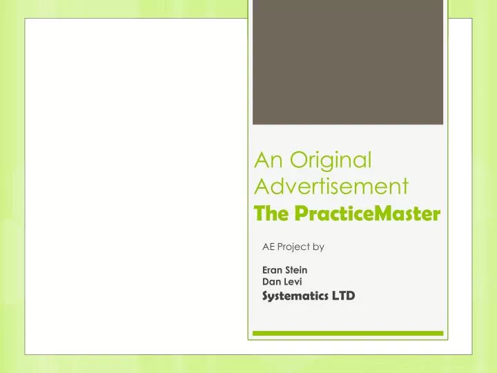 an original advertisement the practicemaster