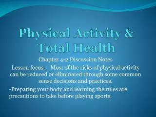 Physical Activity &amp; Total Health