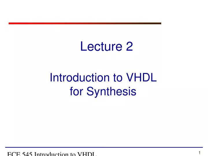 introduction to vhdl for synthesis