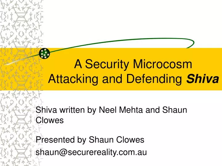 a security microcosm attacking and defending shiva