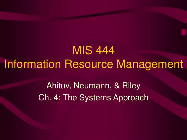 mis 444 information resource management