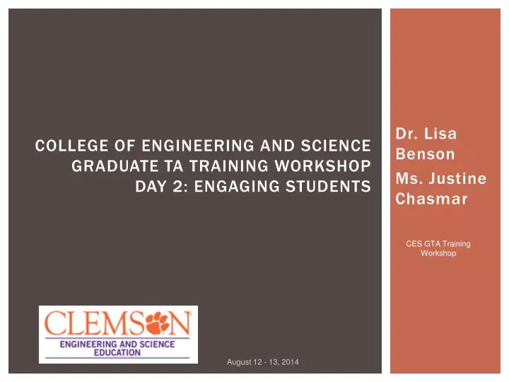 college of engineering and science graduate ta training workshop day 2 engaging students