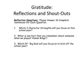 Gratitude: Reflections and Shout-Outs