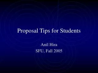 Proposal Tips for Students