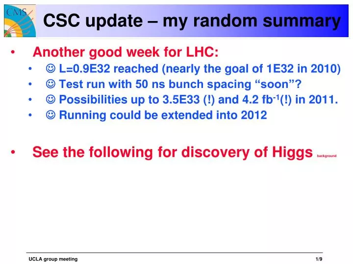 csc update my random summary