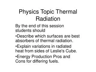 Physics Topic Thermal Radiation