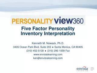 Five Factor Personality Inventory Interpretation