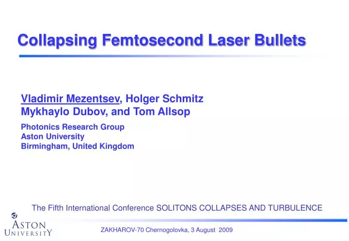 collapsing femtosecond laser bullets