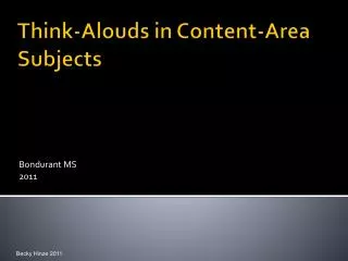 Think- Alouds in Content-Area Subjects